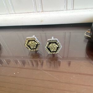 Versace Gold and Black Hexagonal Cuff Links
